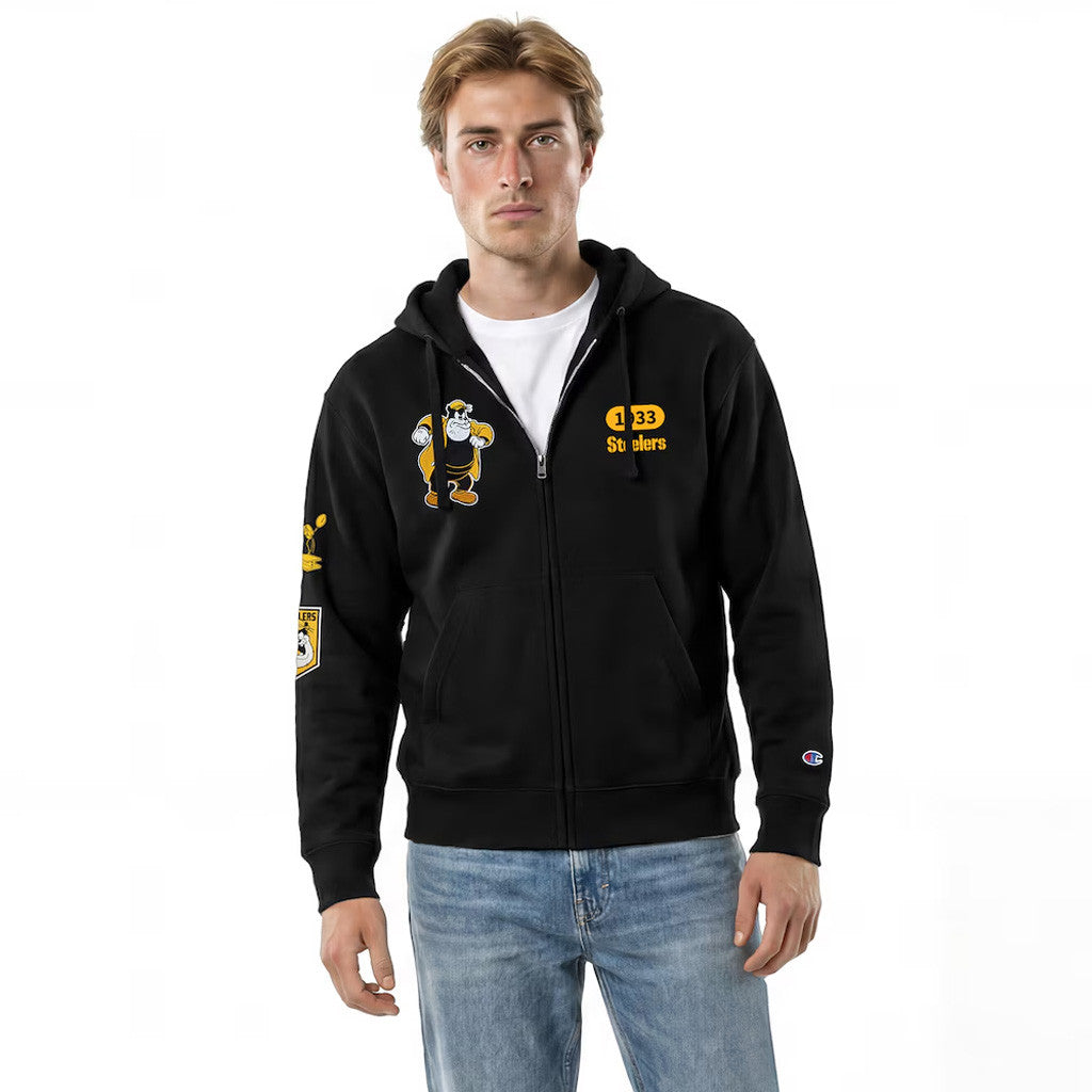Pittsburgh Steelers D X Champion Pete All-Star Zip Hoodie Black Steelers Merch Collab Clothing