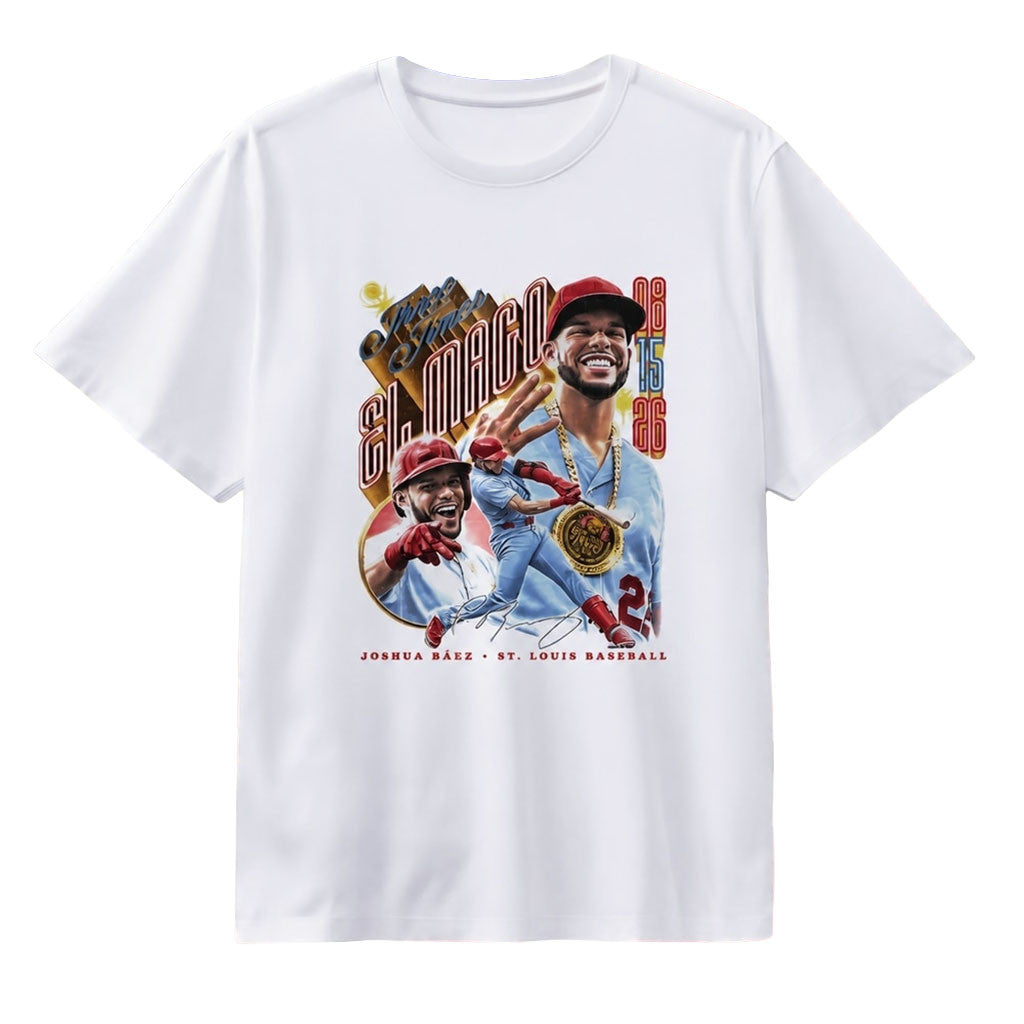 Joshua Baez St Louis Baseball Three Times El Mago Signature T-Shirt Joshua Baez Merch Fan Gifts