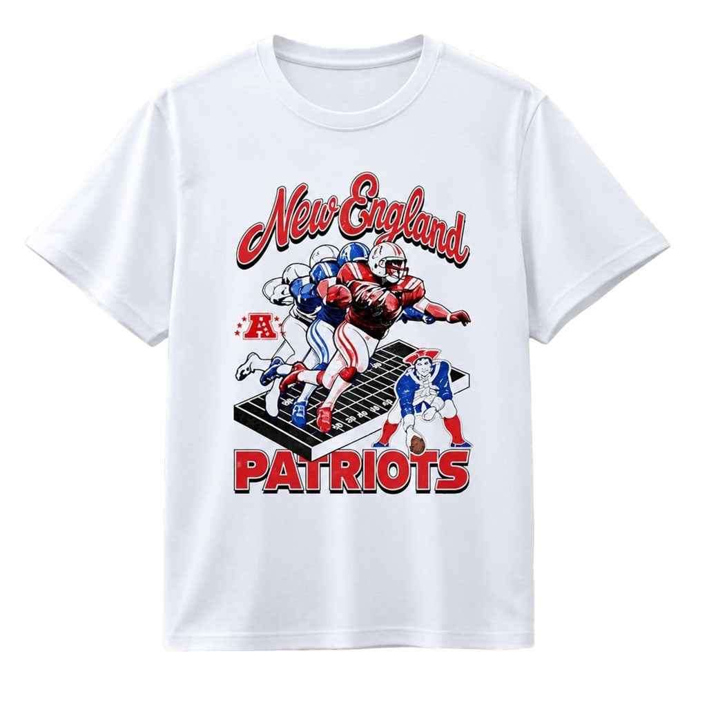 New England Patriots Retro Football Player Action T-Shirt NE Patriots Merch Football Fan Gifts