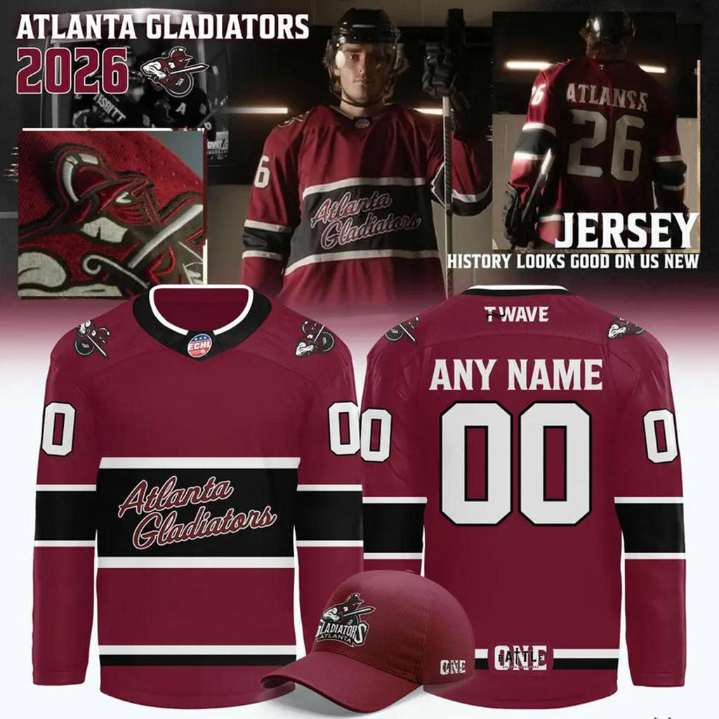 Personalized Atlanta Gladiators ECHL New Uniform Hockey Jersey Atlanta Gladiators Merch 2026
