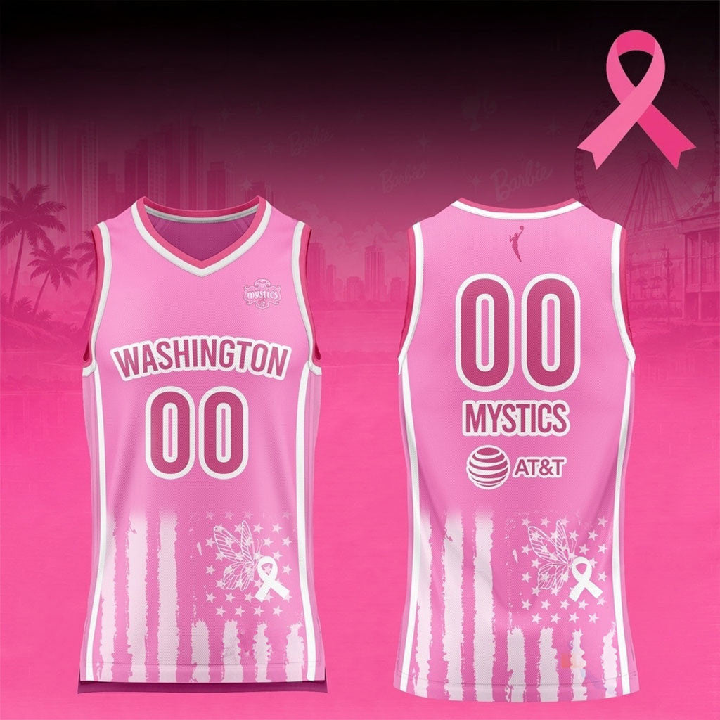 Custom Washington Mystics 2026 WNBA Breast Health Awareness Night Basketball Jersey Fan Gear