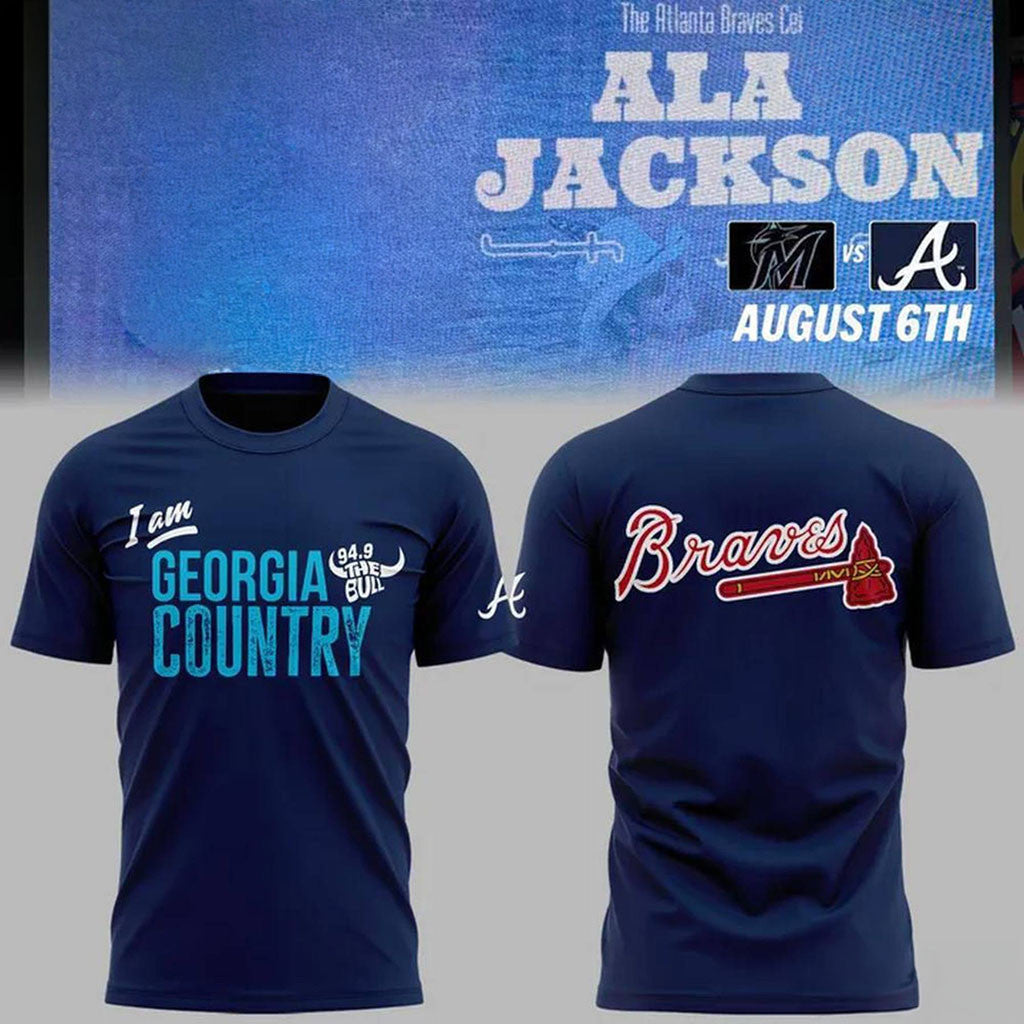 Atlanta Braves Alan Jackson Celebration Night 2026 Navy T-Shirt Braves Merch Gifts For Son