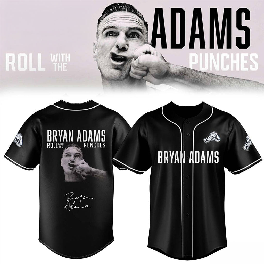 Bryan Adams Merch Roll With The Punches Tour 2026 Signature Baseball Jersey Music Lovers Gifts