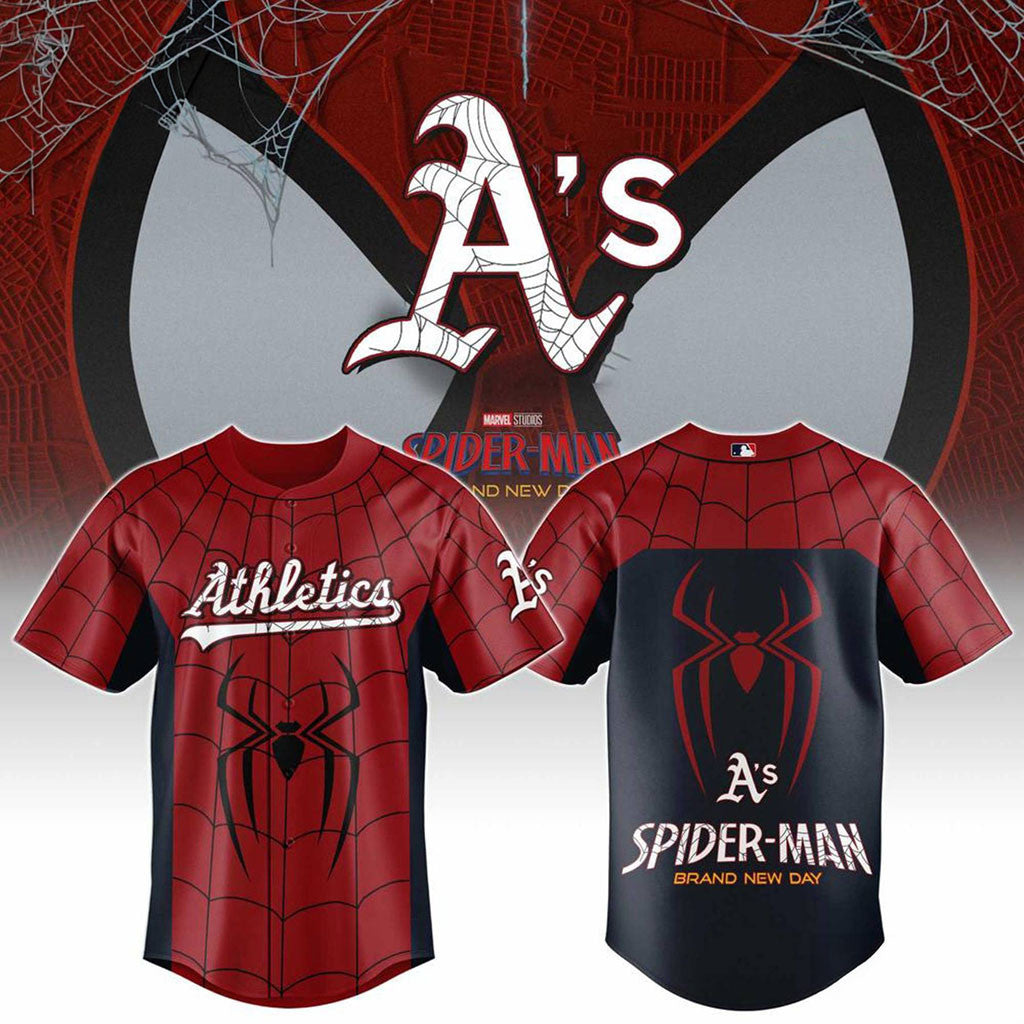 Athletics X Spider Man Brand New Day Baseball Jersey Athletics Merch Him Gifts