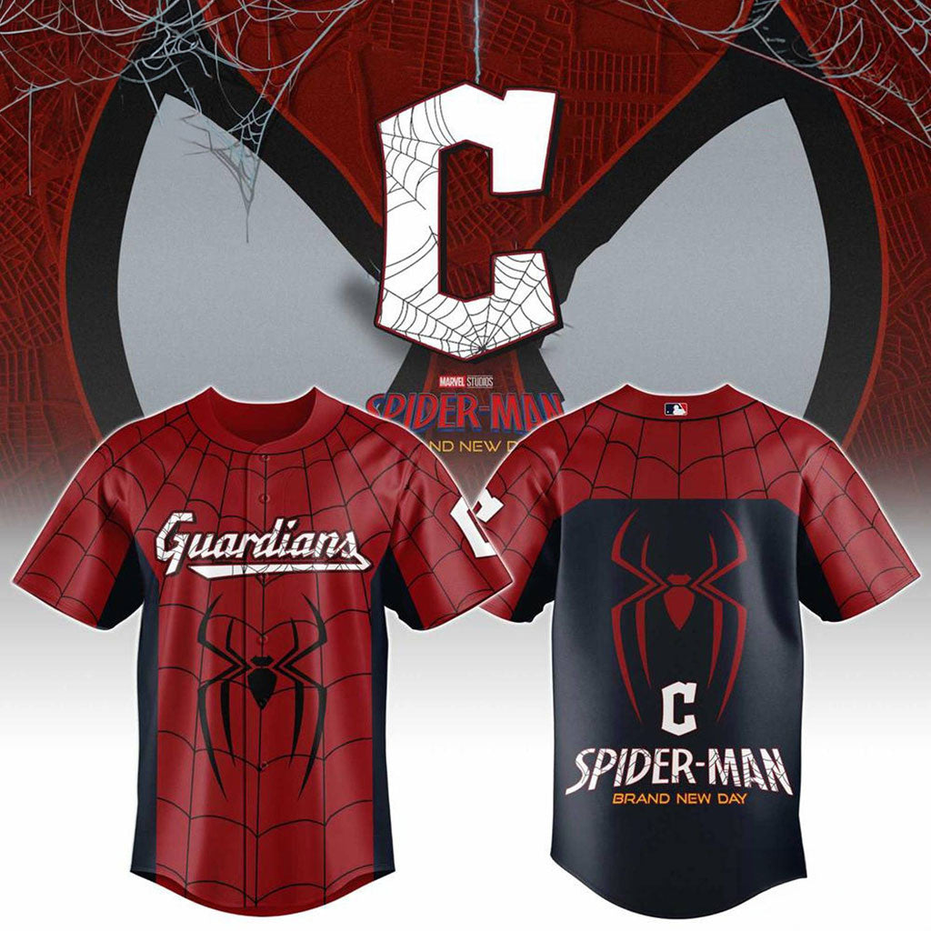 Cleveland Guardians X Spider Man Brand New Day Baseball Jersey Guardians Merch Brother Gifts