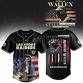 Las Vegas Raiders x Morgan Wallen Merch Still The Problem Tour 2026 American Flag Baseball Jersey