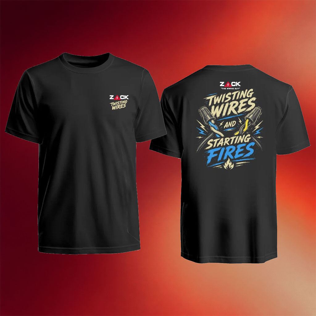 Cleetus McFarland Merch 2026 Zack Twisting Wires And Starting Fires T-Shirt Black Gifts For Him