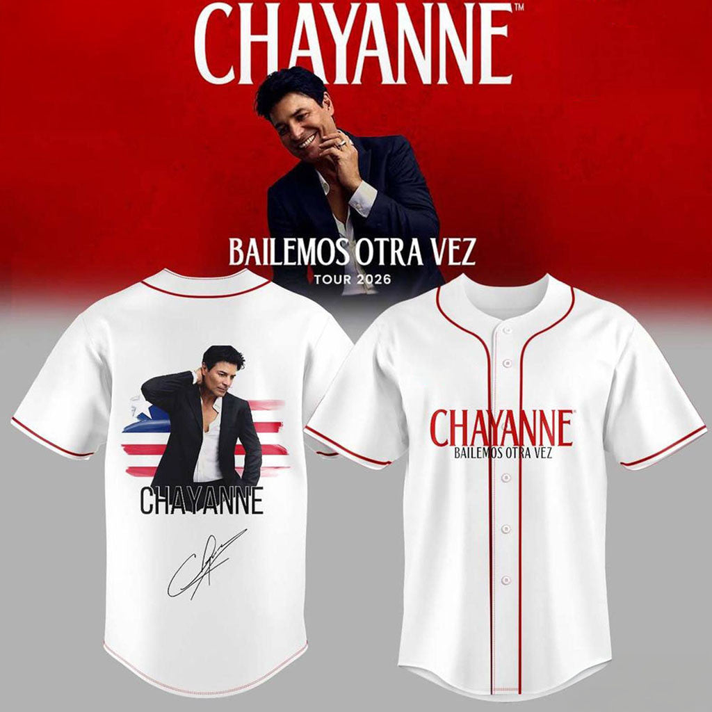 Chayanne Bailemos Otra Vez Tour 2026 White Signature Baseball Jersey Chayanne Merch Fan Gifts
