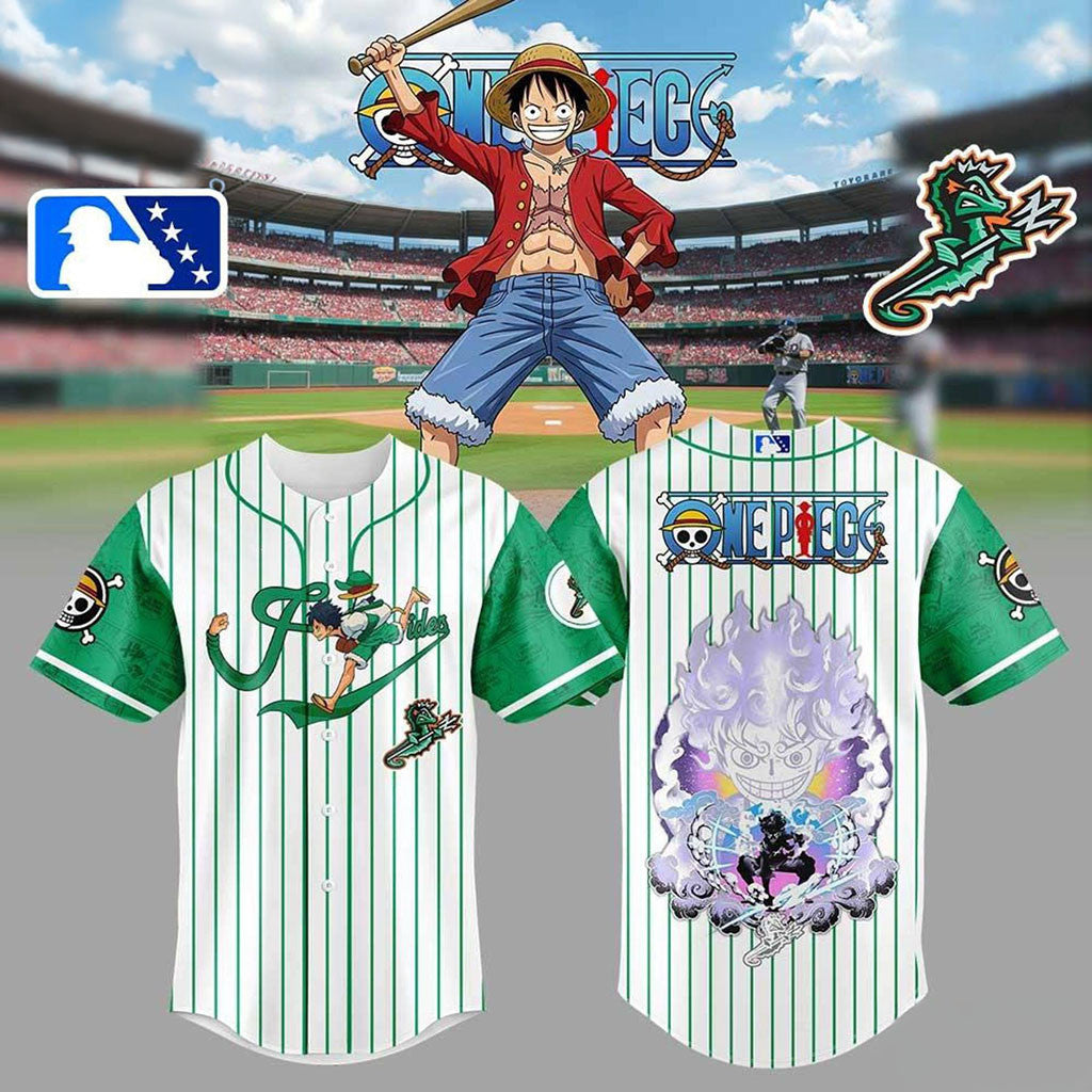 Norfolk Tides One Piece Luffy Gear 5 Baseball Jersey Norfolk Tides Merch Gifts For Son