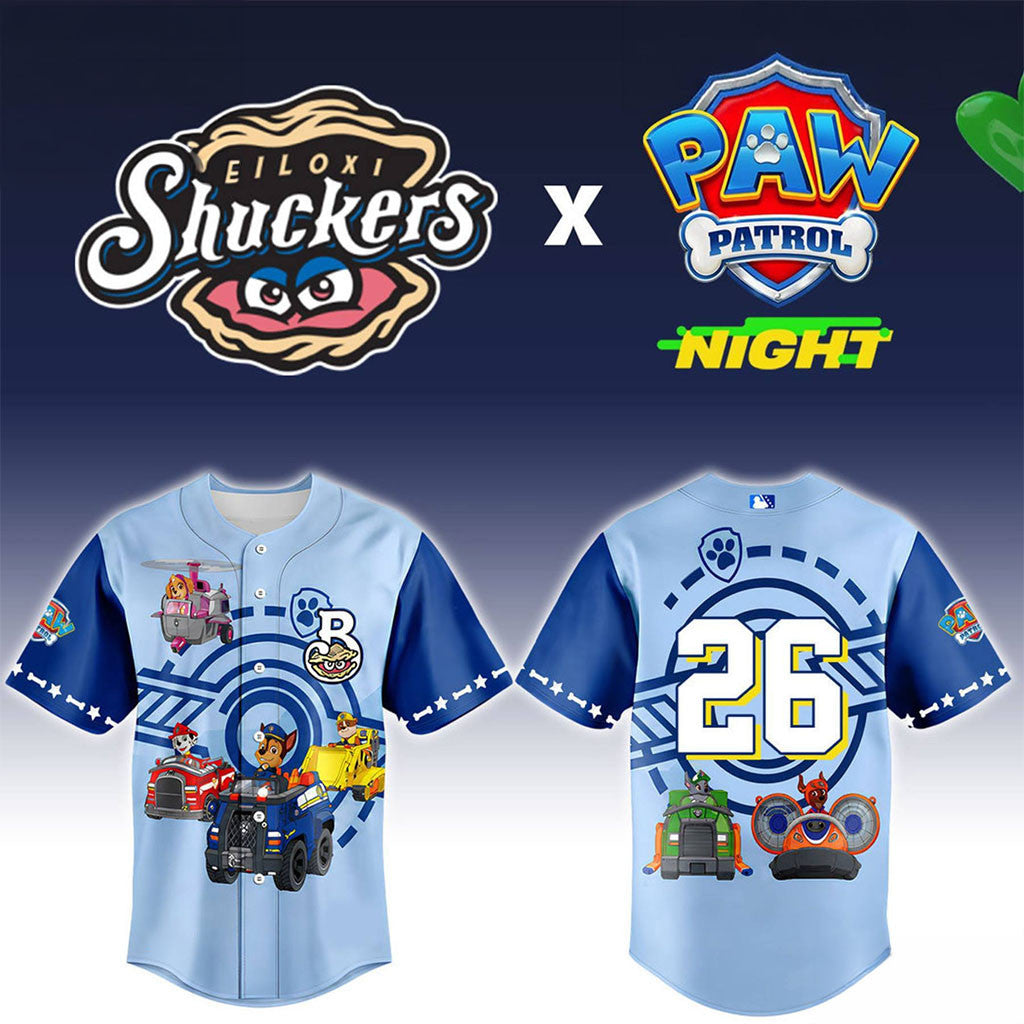 Biloxi Shuckers Paw Patrol Night Baseball Jersey Shuckers Merch Best Gifts For Baseball Lovers