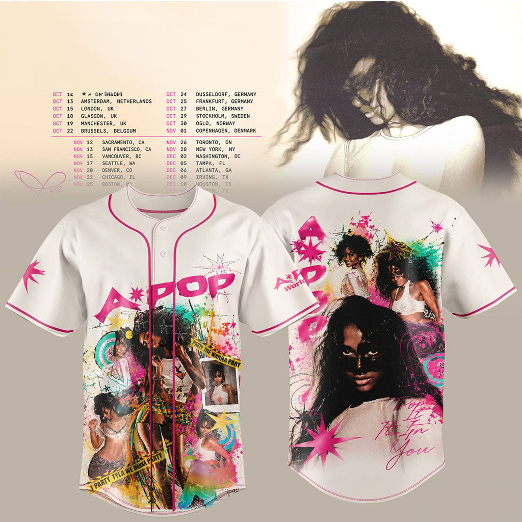 Tyla APOP World Tour Signature Baseball Jersey Tyla Merch Concert Fan Gifts Ideas