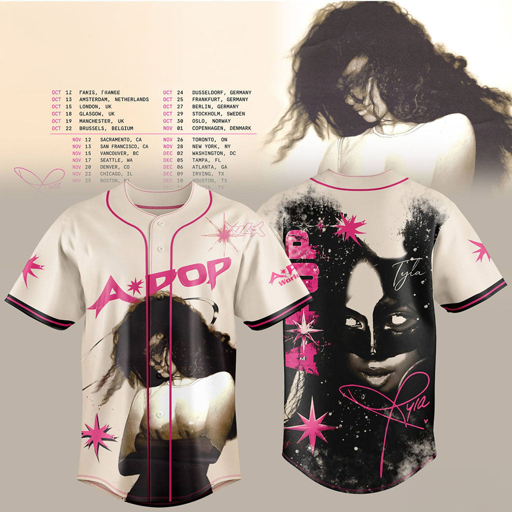 Tyla APOP World Tour Signature Baseball Jersey Tyla Merch Music Concert Outfits For Fans