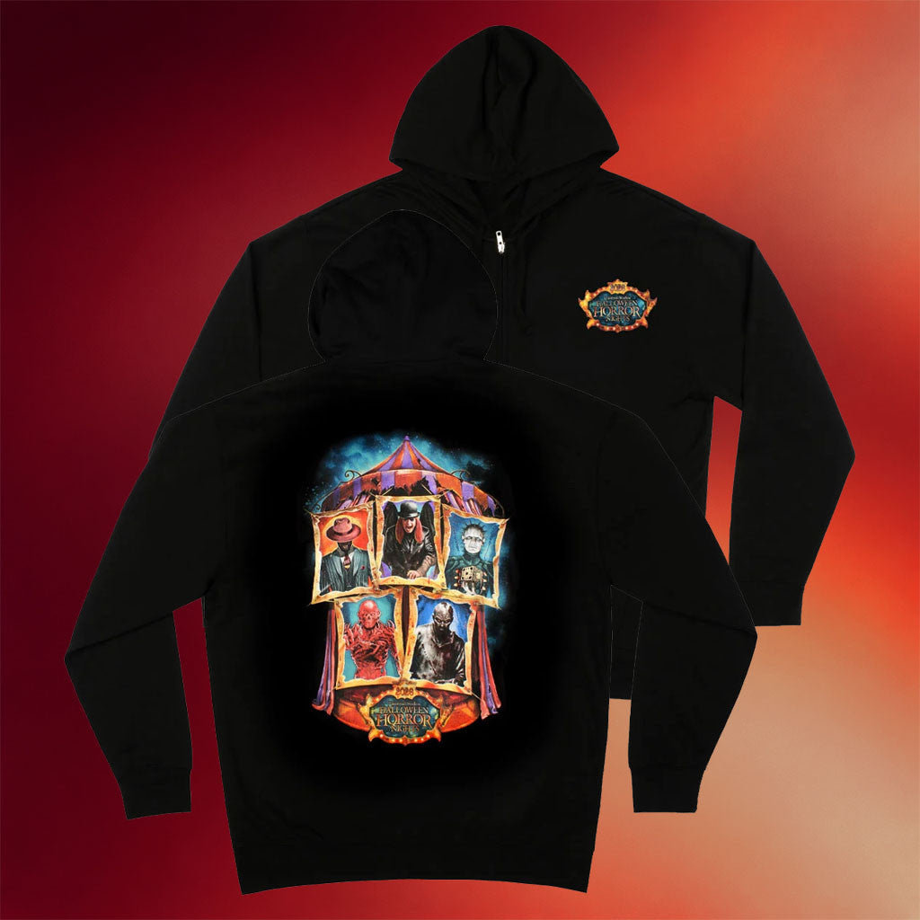 Halloween Horror Nights 2026 Key Art Zip Hoodie Halloween Horror Nights Merch Friends Gifts