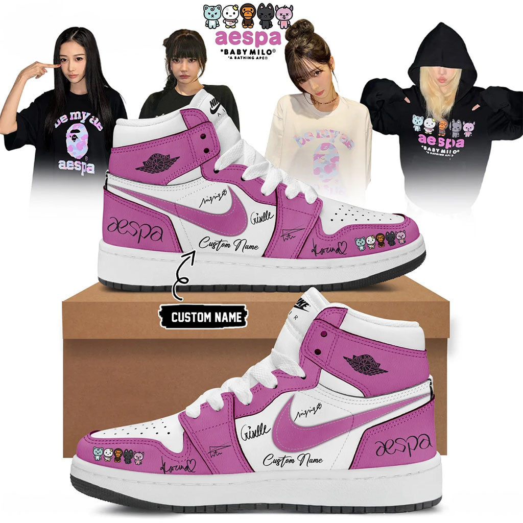 Personalized Aespa X BAPE Signed Shoes Sneakers 2026 Aespa Merch Cute Gifts For Kpop Fans