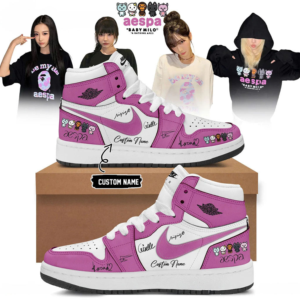Personalized Aespa X BAPE Signed Shoes Sneakers 2026 Aespa Merch Kpop Gear Gift For Fans