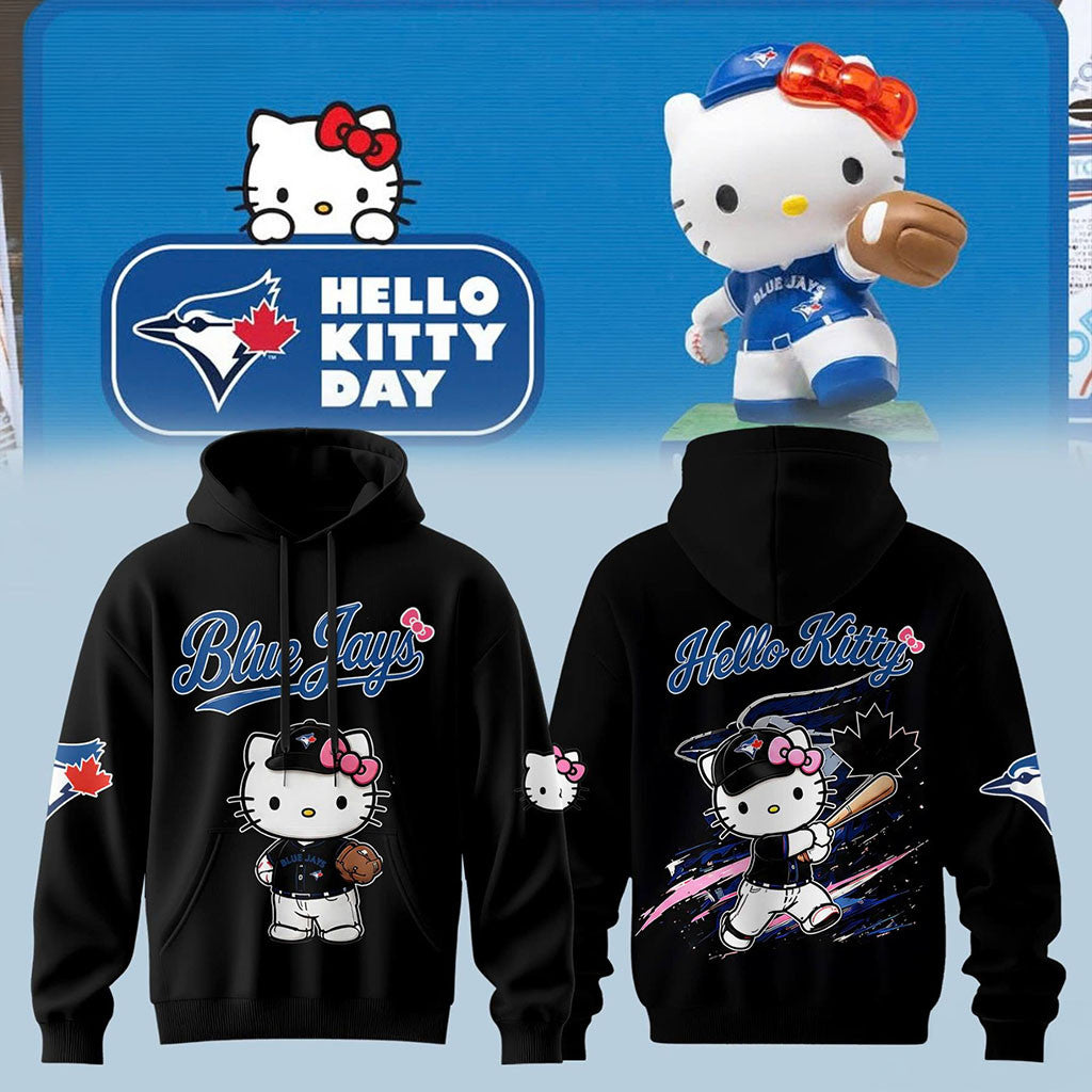 Toronto Blue Jays x Hello Kitty Day 2026 Hoodie Black Jays Merch Baseball Fan Apparel BFF Gifts