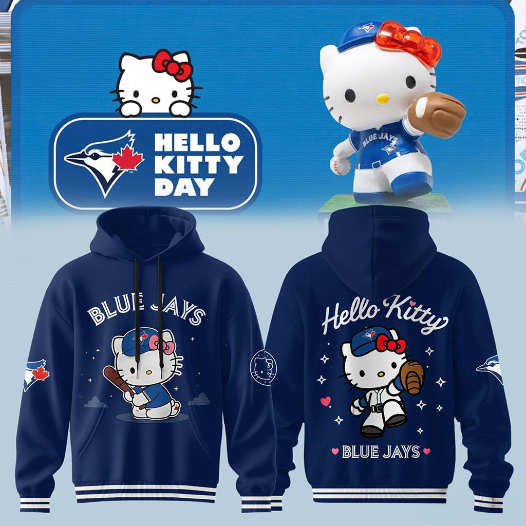Toronto Blue Jays x Hello Kitty Day 2026 Navy Hoodie TB Jays Merch Cute Gifts For Baseball Fans