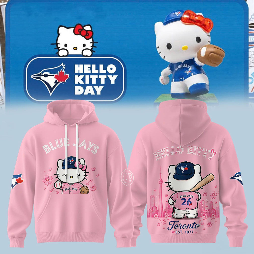 Toronto Blue Jays x Hello Kitty Day 2026 Hoodie Pink Jays Merch Gift Ideas For Baseball Fans