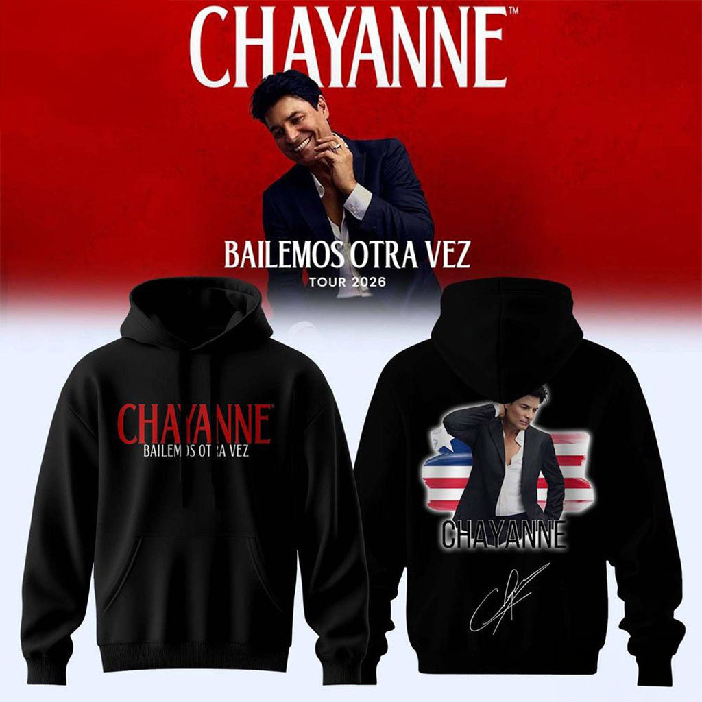 Black Chayanne Bailemos Otra Vez Tour 2026 Portrait Hoodie Chayanne Merch Gifts For Music Lovers