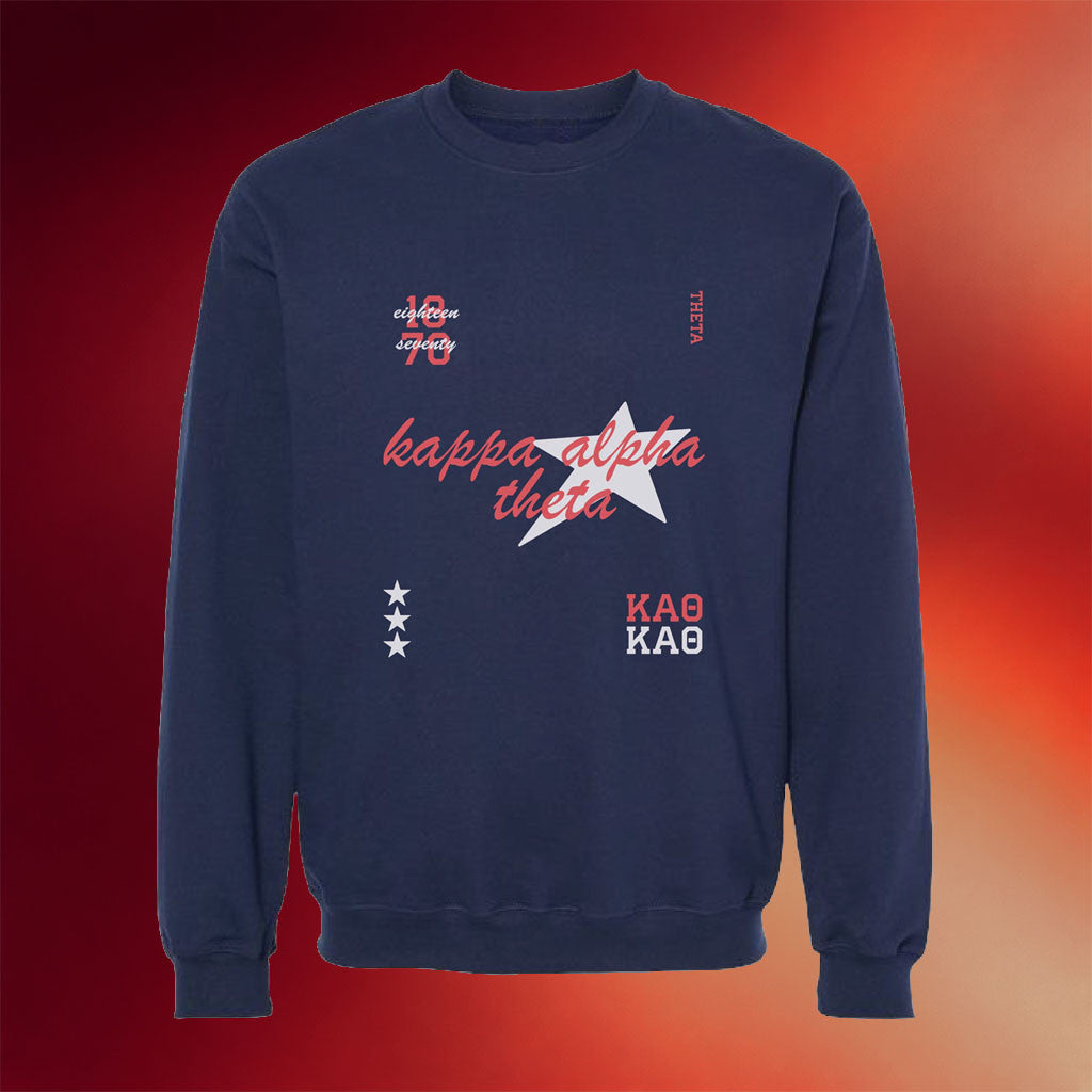 Kappa Alpha Theta Merch 2026 Navy Stars Sorority Crewneck Sweatshirt Gift Ideas For Her