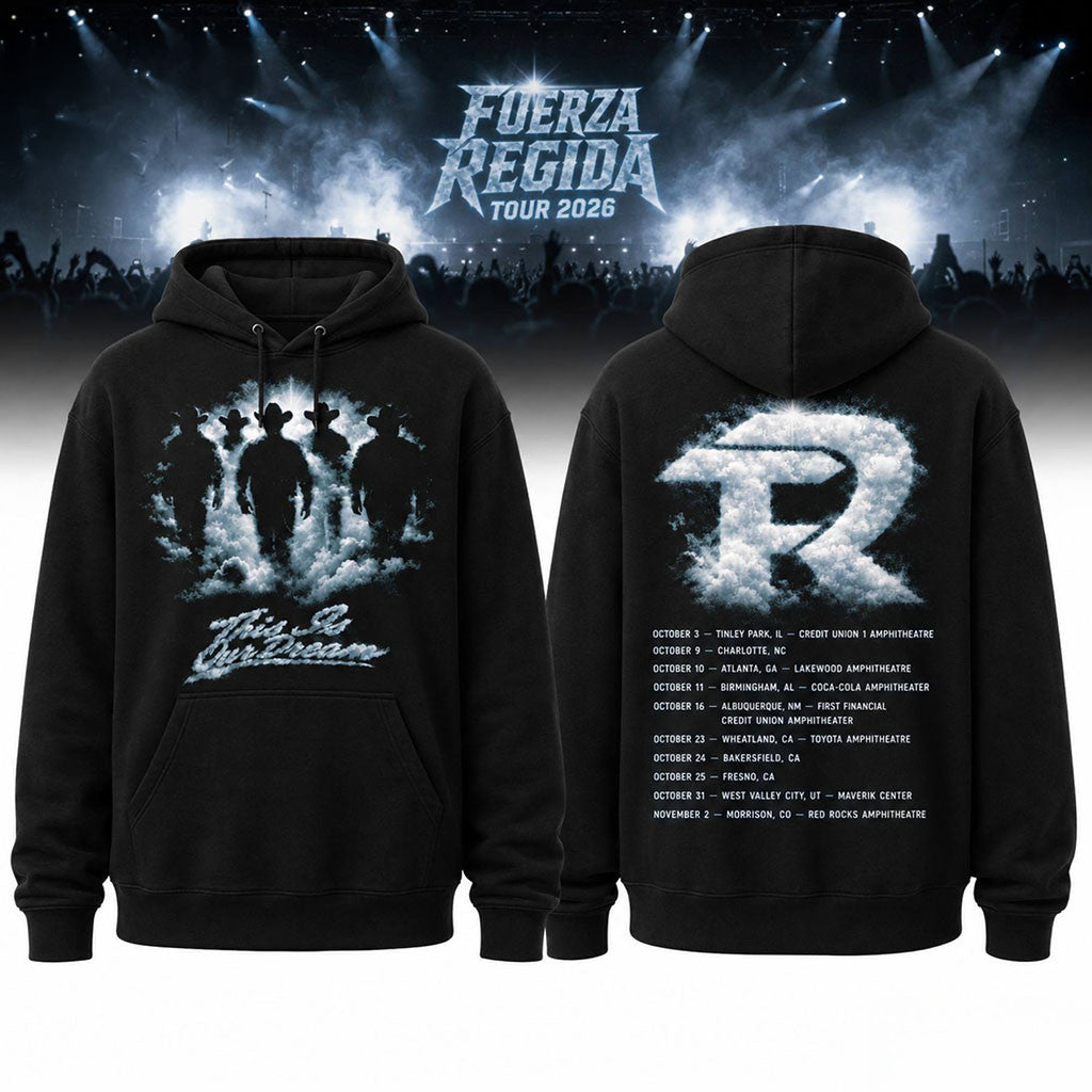 Fuerza Regida Merch This Is Our Dream Tour Malos Pasos Black Hoodie Music Gift Ideas For Guys
