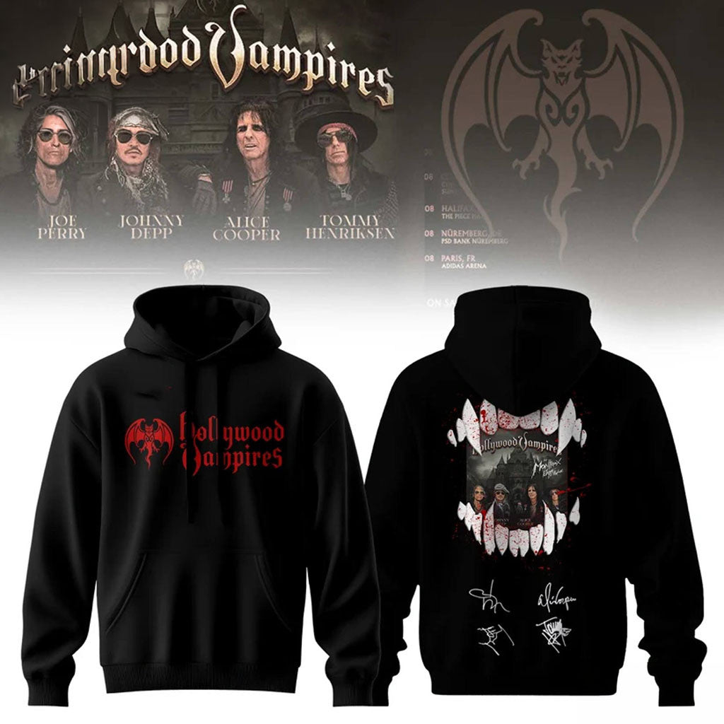 Hollywood Vampires Merch 2026 Vampire Teeth Graphic Hoodie Rock Band Fan Gifts