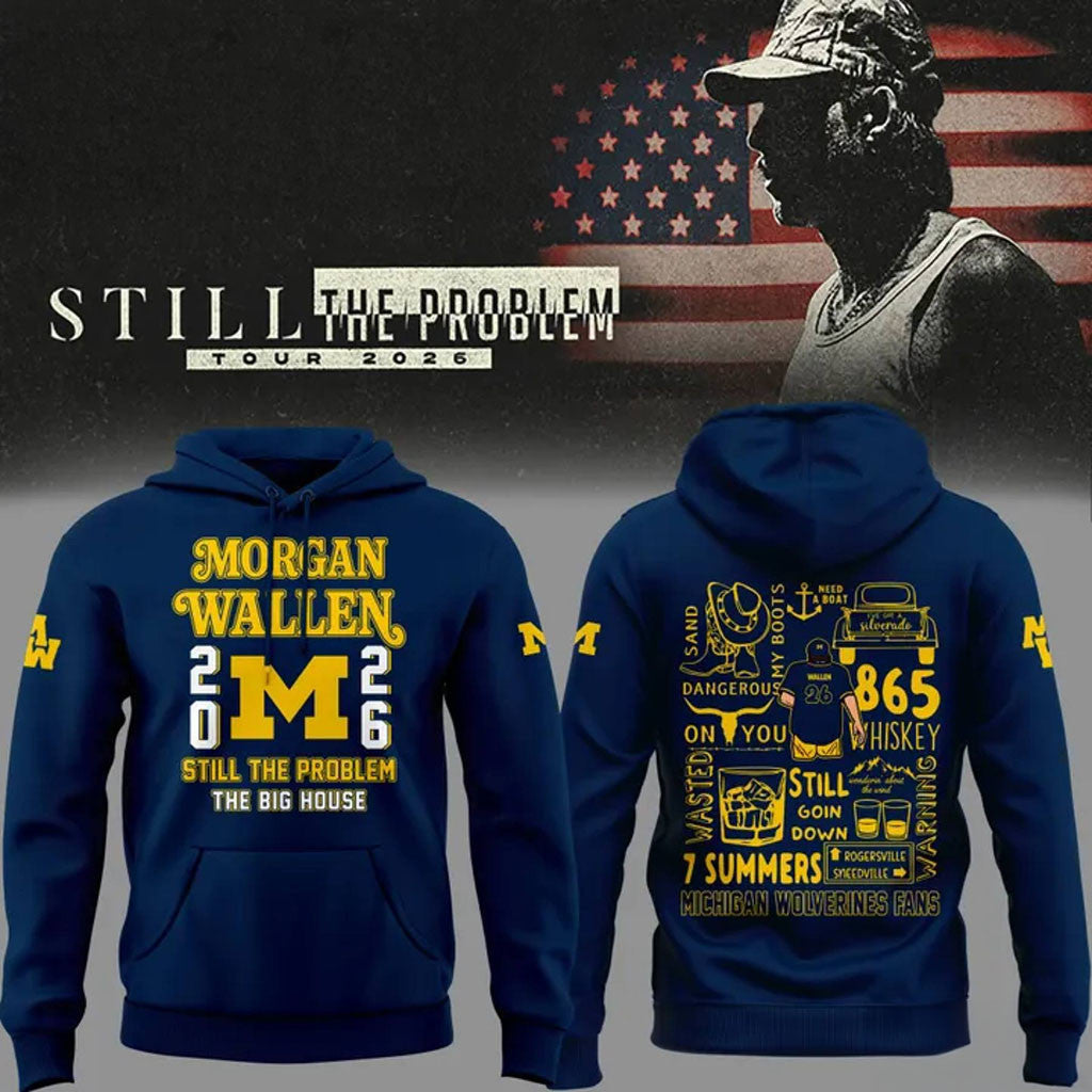 Michigan Wolverines x Morgan Wallen Merch Still The Problem Tour 2026 Graphic Hoodie Fan Gear