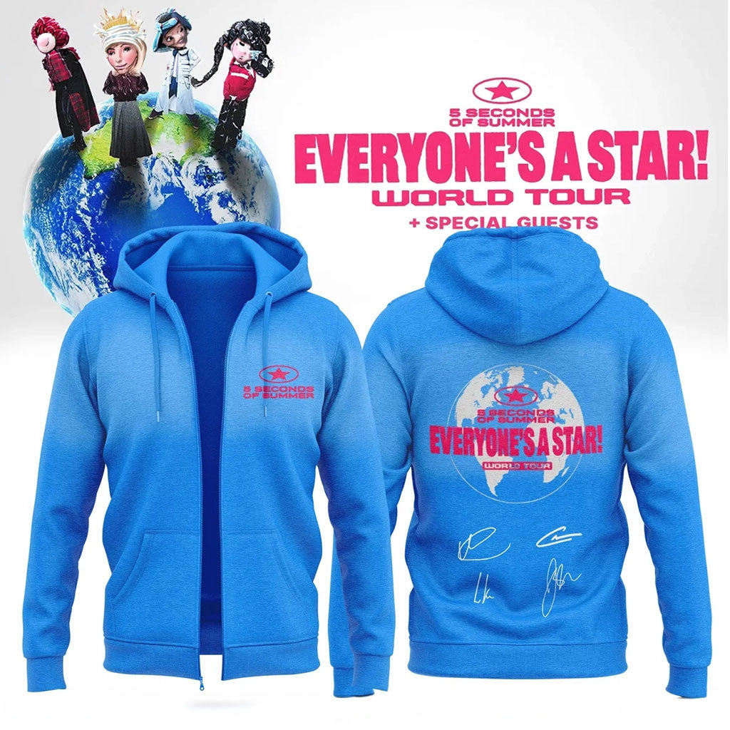 5SOS Everyone's A Star World Tour 2026 Zip Hoodie 5 Seconds Of Summer Merch Gift For Band Fans