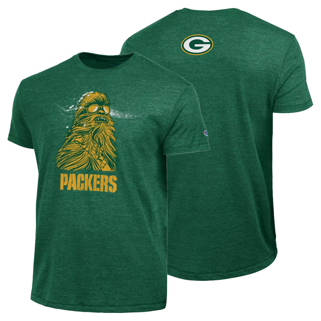 D X Football Champion Merch 2026 Chewbacca Green Bay Packers T-Shirt Collab Tee Packers Merch