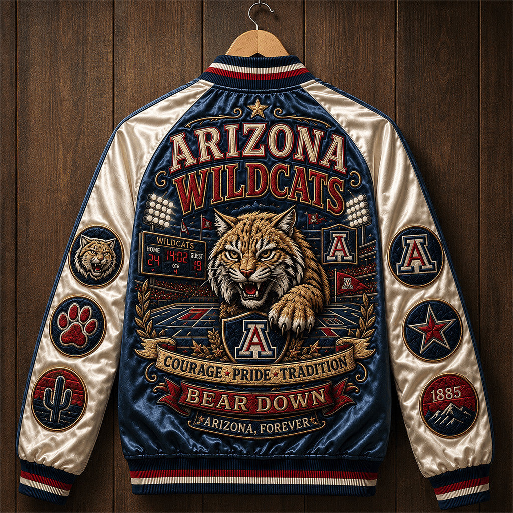 Arizona Wildcats Bear Down Varsity Jacket Arizona Football Merch Game Day Gift For Wildcats Fan