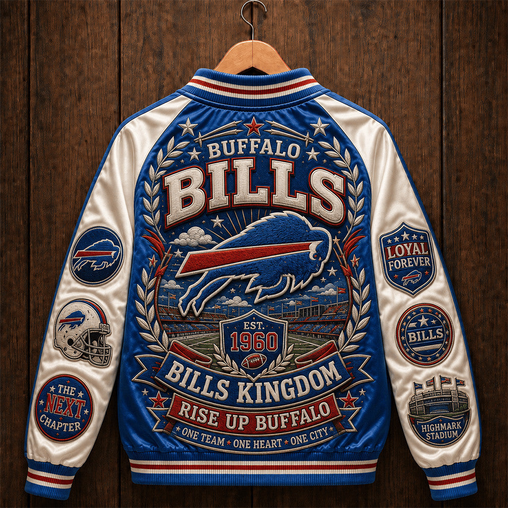 Buffalo Bills Kingdom Rise Up Buffalo Varsity Jacket Buffalo Football Merch For Fan Game Day Gifts