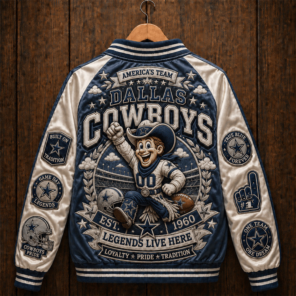 Dallas Cowboys America's Team Legends Live Here Varsity Jacket Cowboys Merch Game Day Gift