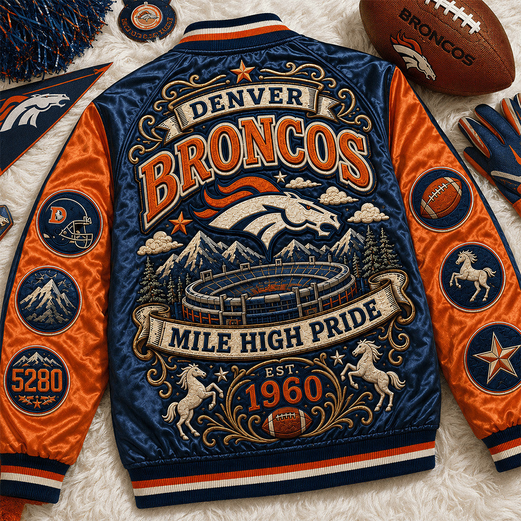 Denver Broncos Mile High Pride Varsity Jacket Broncos Merch Denver Game Day Gifts