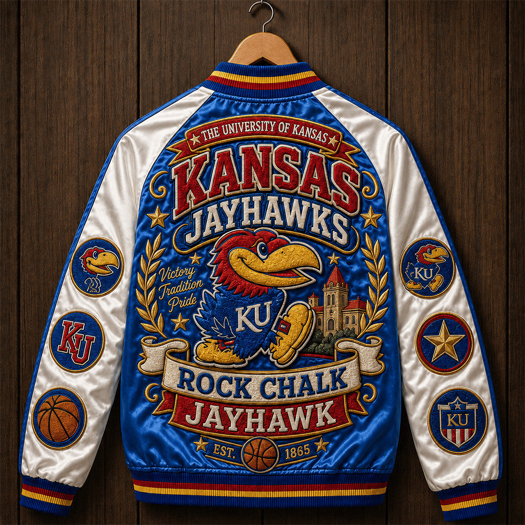 Kansas Jayhawks Rock Chalk Jayhawk Varsity Jacket Jayhawks Merch Game Day Gifts