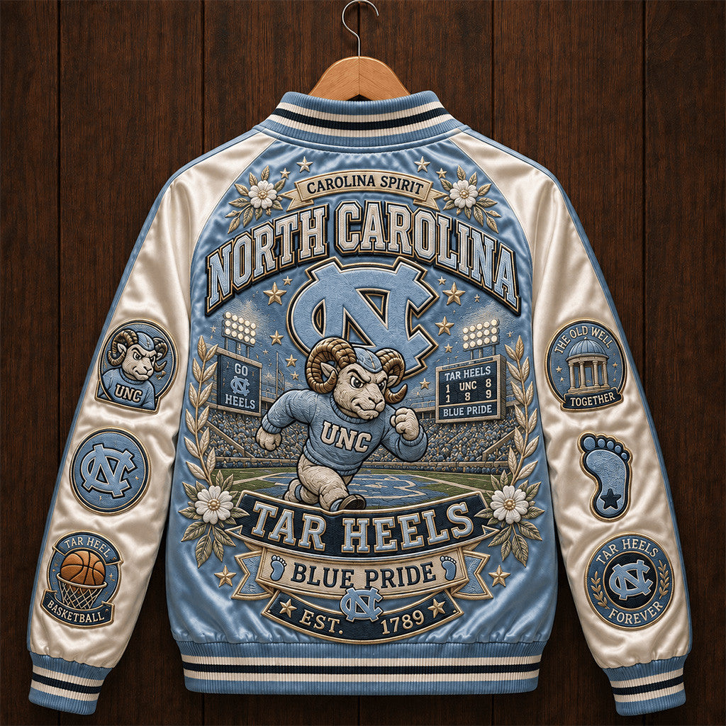 North Carolina Tar Heels Blue Pride Varsity Jacket UNC Basketball Fan Gear Tar Heels Merch