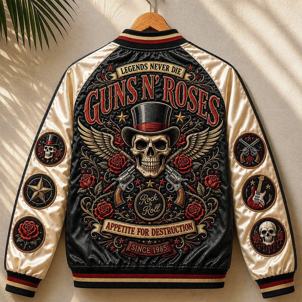 Guns N Roses Merch Legends Never Die Appetite for Destruction Varsity Jacket Rock N Roll Fan Gift
