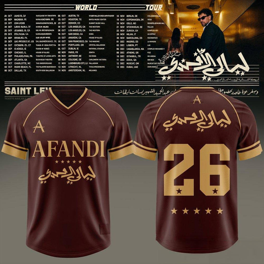 Saint Levant Afandi World Tour 2026 Jersey Saint Levant Merch Gift For Music Lovers