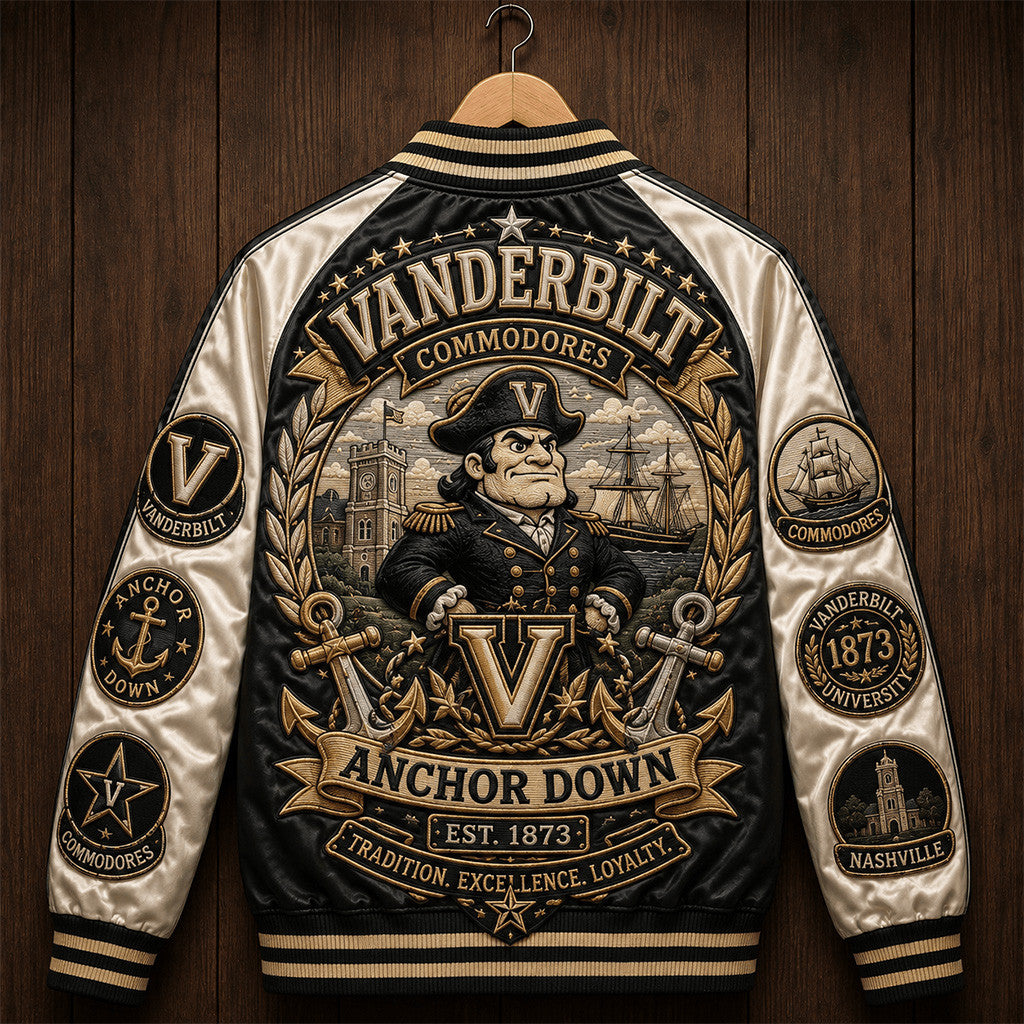 Vanderbilt Commodores Anchor Down Varsity Jacket Vanderbilt Football Fan Clothes Commodores Merch - Merchluma