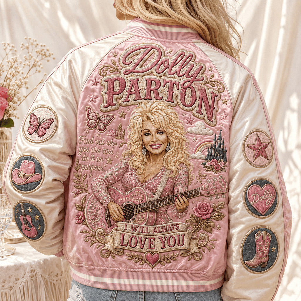 Dolly Parton I Will Always Love You Varsity Jacket Country Music Floral Apparel Dolly Fan Gift - Merchluma
