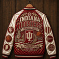 Indiana Hoosiers Crimson And Cream Bloomington Varsity Jacket Hoosiers Merch Game Day Gift - Merchluma