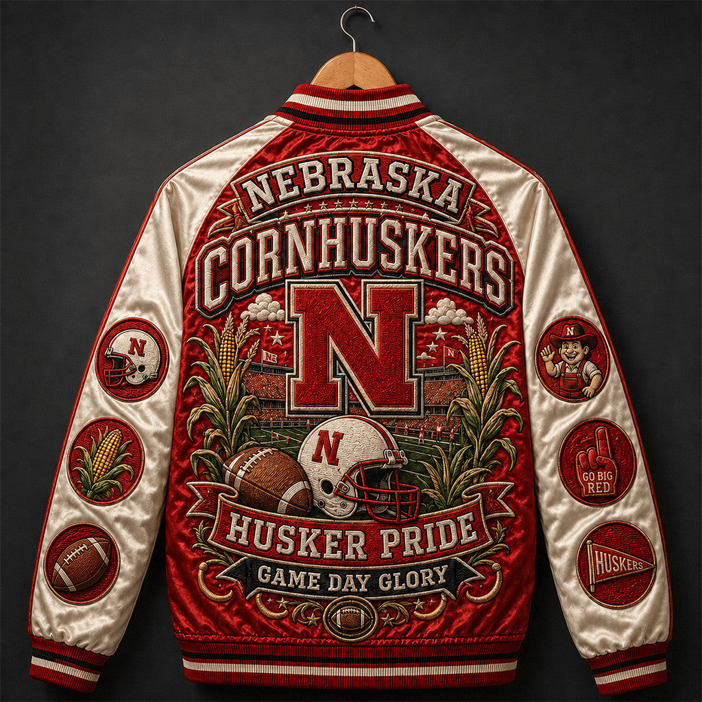 Nebraska Cornhuskers Husker Pride Game Day Glory Varsity Jacket Cornhuskers Merch Fans Gifts - Merchluma