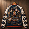 Houston Astros Space City Built for October Varsity Jacket Astros Merch Game Day Gifts - Merchluma