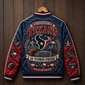Houston Texans H-Town Pride Bulls on Parade Varsity Jacket Texans Merch Game Day Presents - Merchluma