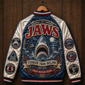 Jaws Terror From Below Deep Water Fear Varsity Jacket Classic Shark Movie Apparel Jaws Merch - Merchluma