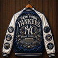 New York Yankees Bronx Bombers Pinstripe Pride Varsity Jacket Yankees Merch Baseball Fan Gear - Merchluma