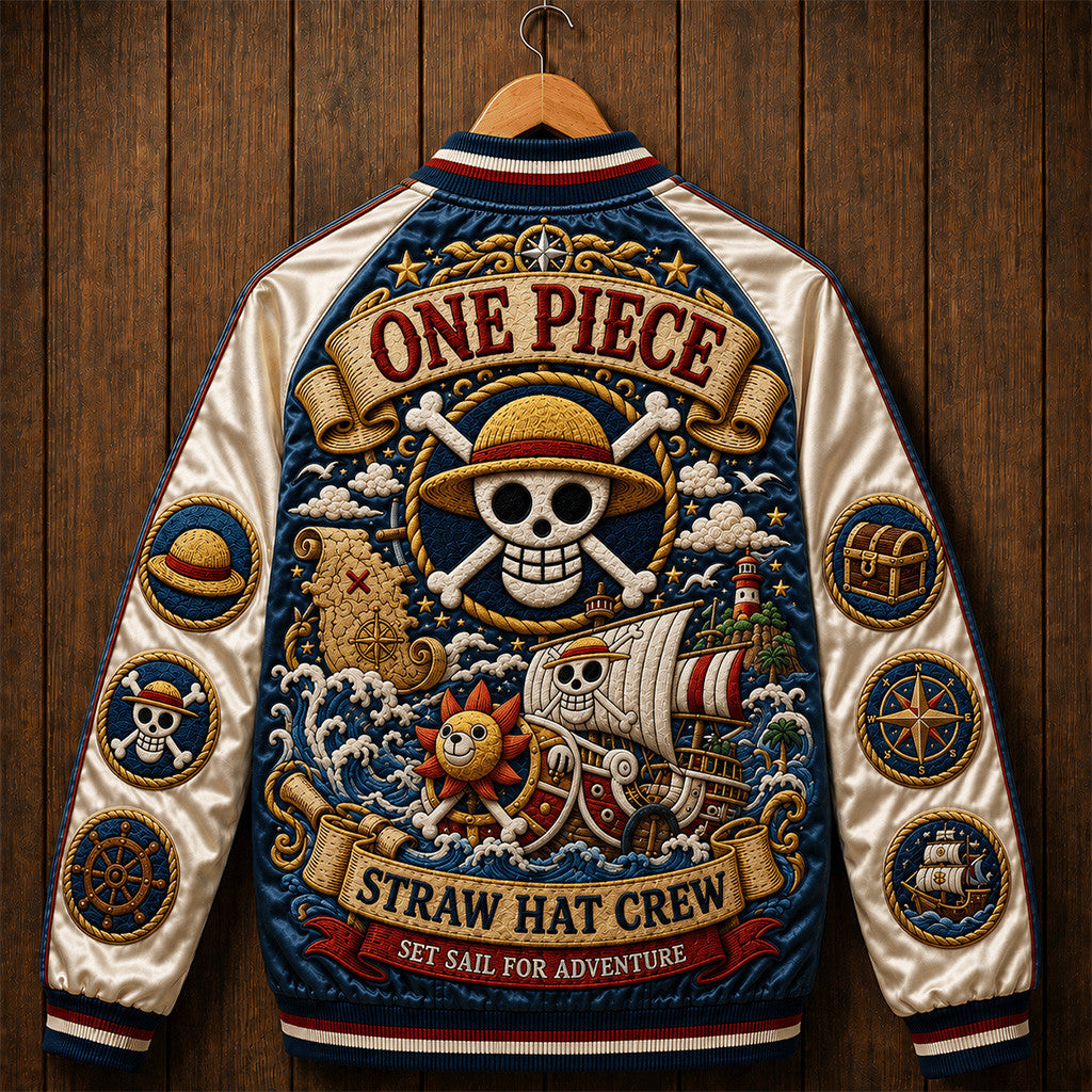 One Piece Straw Hat Crew Set Sail for Adventure Jacket Anime Pirate Fan Apparel One Piece Merch - Merchluma