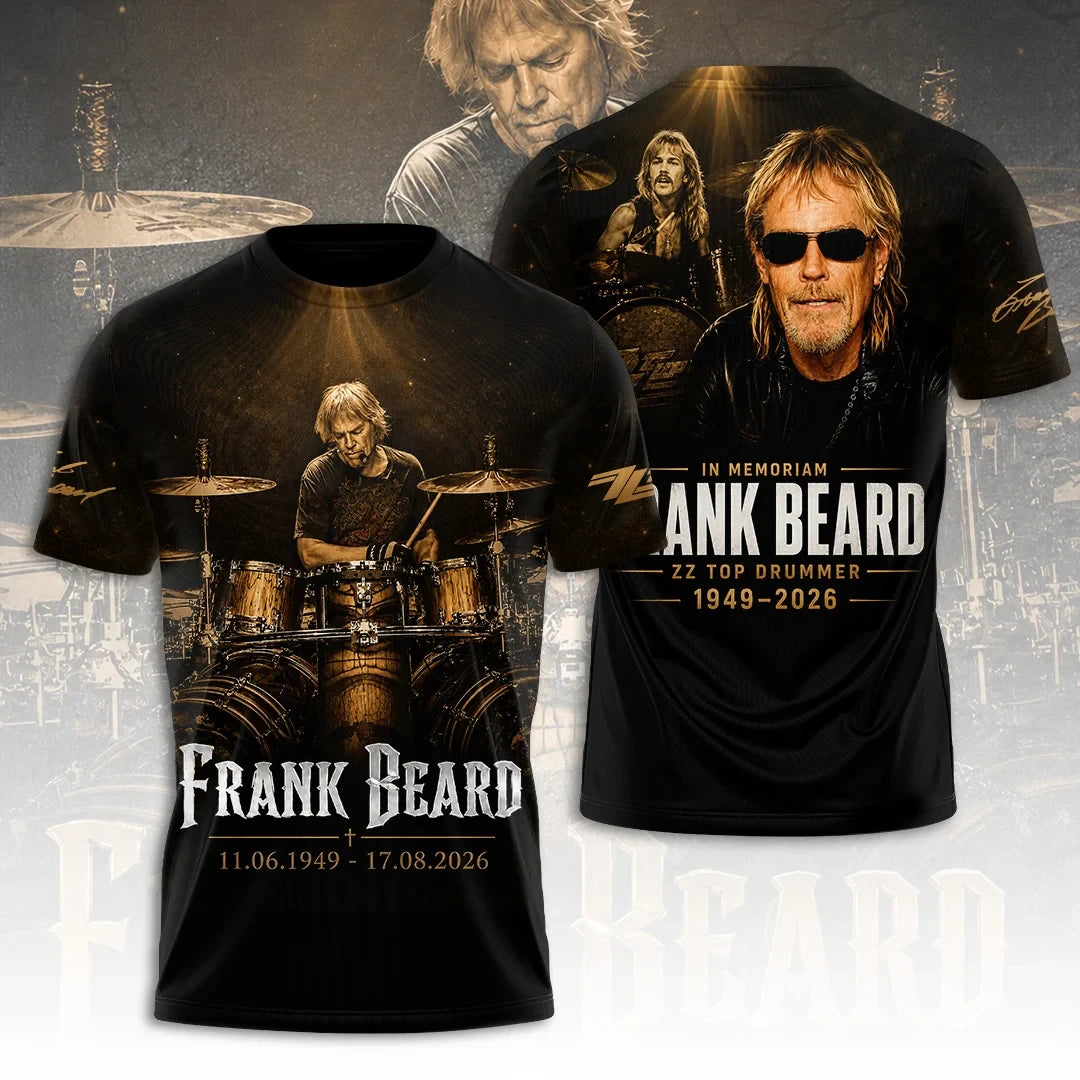Frank Beard In Memoriam T-Shirt ZZ Top Drummer 1949 2026 Rock Music Tribute Tee Frank Beard Merch - Merchluma