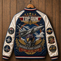 Top Gun Merch Maverick Flight Academy Fly Fast Aim High Varsity Jacket F-14 Tomcat Movie Fan Gift - Merchluma