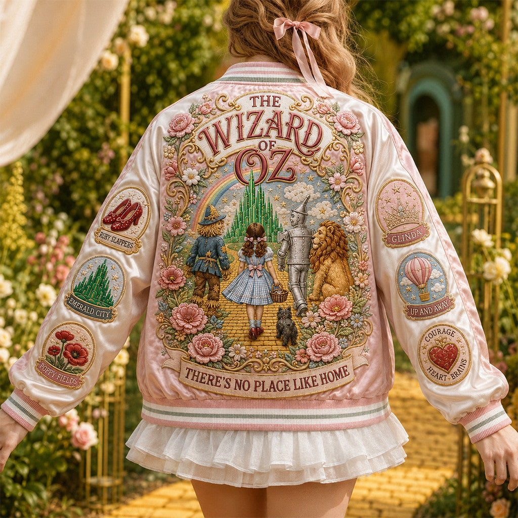 The Wizard Of Oz Merch There's No Place Like Home Varsity Jacket Emerald City Movie Fan Gear - Merchluma