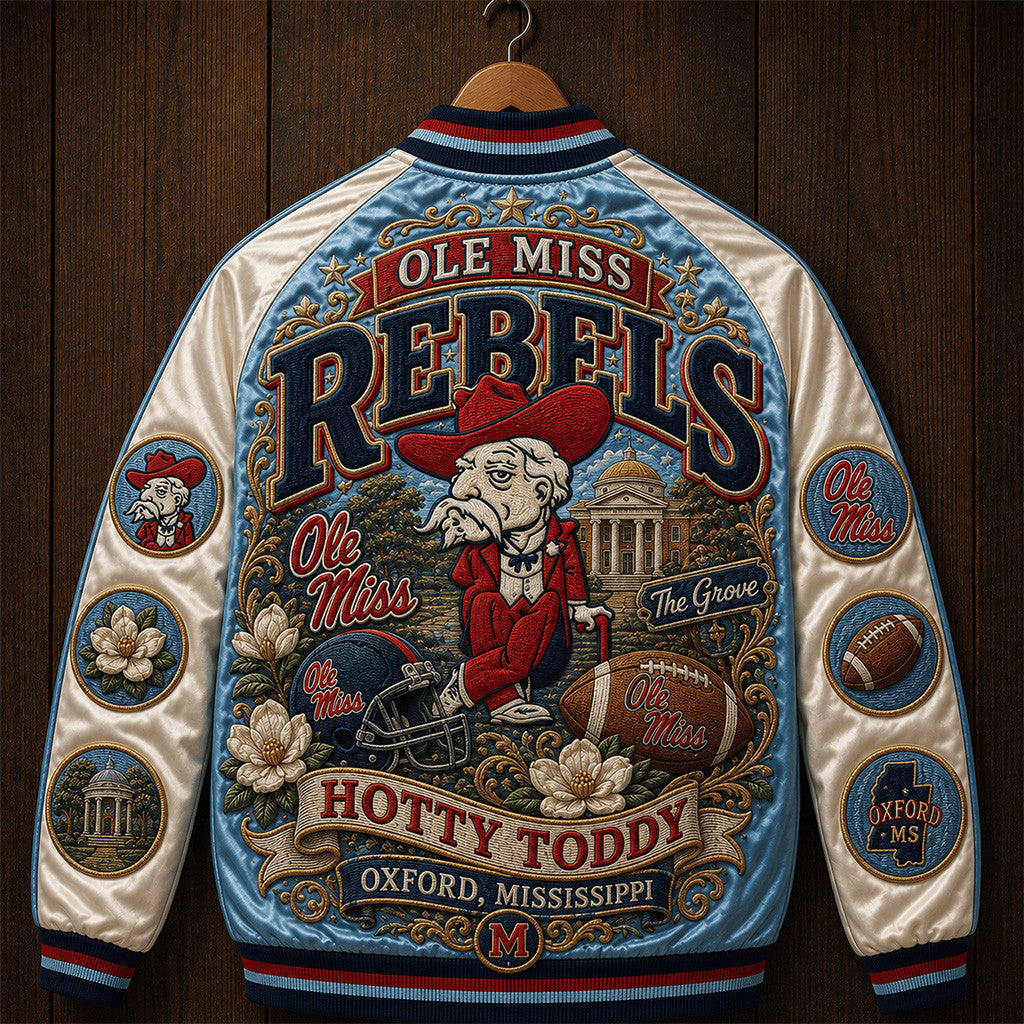Ole Miss Rebels Hotty Toddy Varsity Jacket Rebels Merch Game Day Gifts For Football Fan - Merchluma